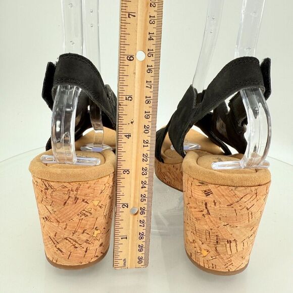 Clarks Giselle Beach Strappy Cork Wedge Heel Platform Sandals Black Size 10M - Picture 8 of 14